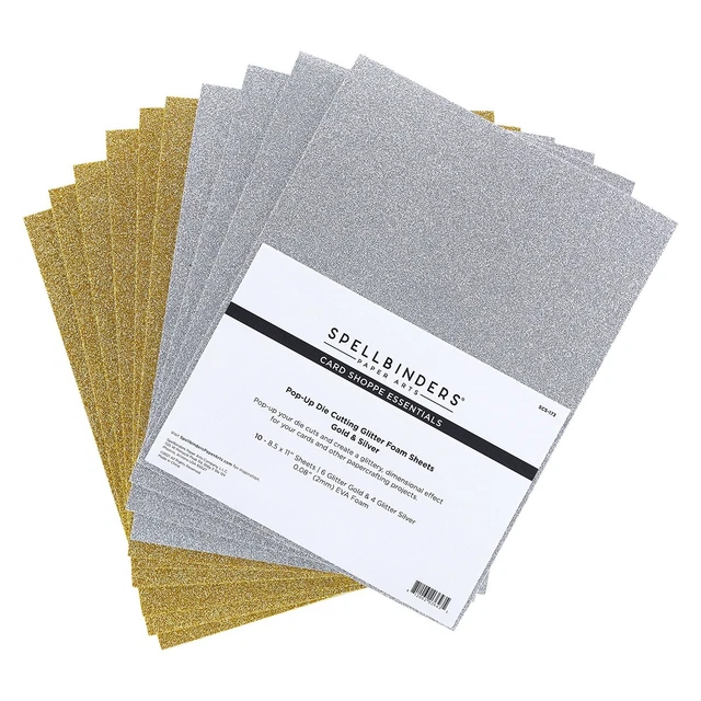 Spellbinders Glitzer Schaumstoffblätter 8,5""x11"" 10/Stück - Gold & Silber - SCS173