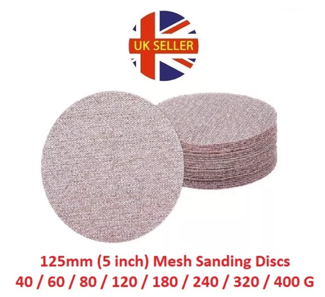 125mm (5") MESH 80 - 400 G Orbital Sander Sanding Discs Makita Aluminium Oxide