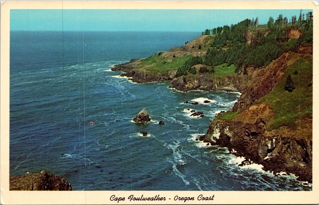 Cape Foulweather Oregon Coast View Postcard Curteichcolor Postcard UNP Vintage