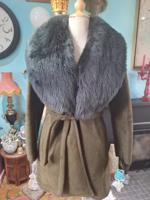VINTAGE MORLANDS LAMBSKIN Velour Belted Jacket Size 10 125.00 PicClick UK