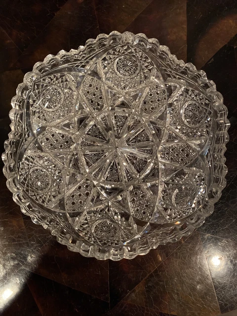 Antique American Brilliant Period ABP Cut Glass Saw Tooth 8” Bowl