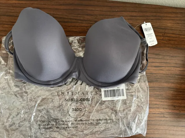 Soma Embraceable Perfect Coverage Bra, Gray Ink