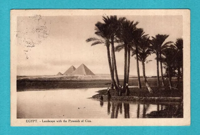 Ka   CPA / Carte Postale : Egypte / Egypt , Landscape with the Pyramids of Giza