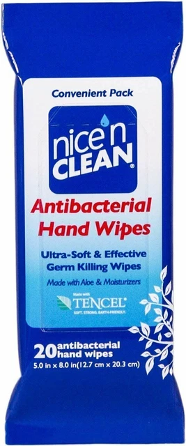 Nice 'n Clean Ultra Soft Hand Wipes with Aloe & Moisturizer 20 Ct Pack of 2