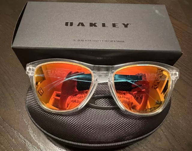 Oakley Unisex Frogskins Sunglasses OO9245 Clear w/ Red Iridium Mirrored Lenses