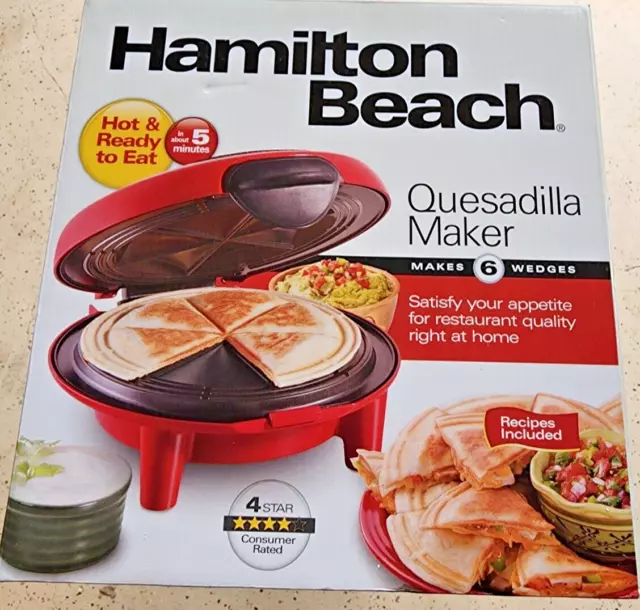 Hamilton Beach Quesadilla Maker, 8 Round, Makes 6 Wedges, Red, 25409 
