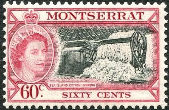 Montserrat 1953-62 QEII  60c Black & Carmine   SG.146 Mint (Hinged) Cat:£10