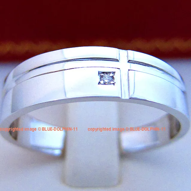 Genuine Diamond Solid 9ct White Gold Engagement Wedding Mens Bling Signet Rings