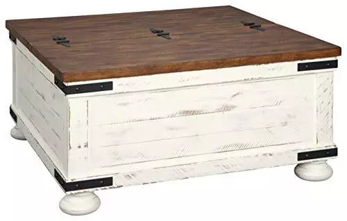 Signature Design by Ashley Wystfield Farmhouse Square Storage Coffee Table wi...