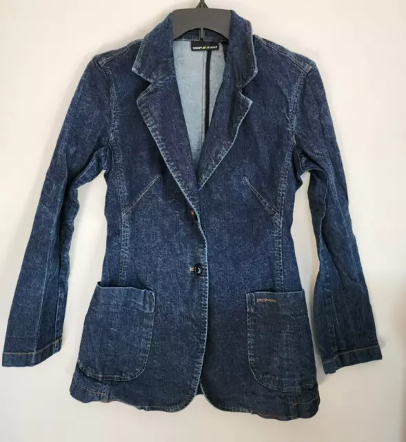 DKNY Jeans Women's Size Small Dark Wash Blue Denim Blazer Jacket