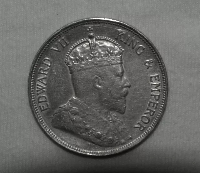 Silver Straits Settlements/British Malaysia Edward VII,1908,50 Cents, 1/2 Dollar