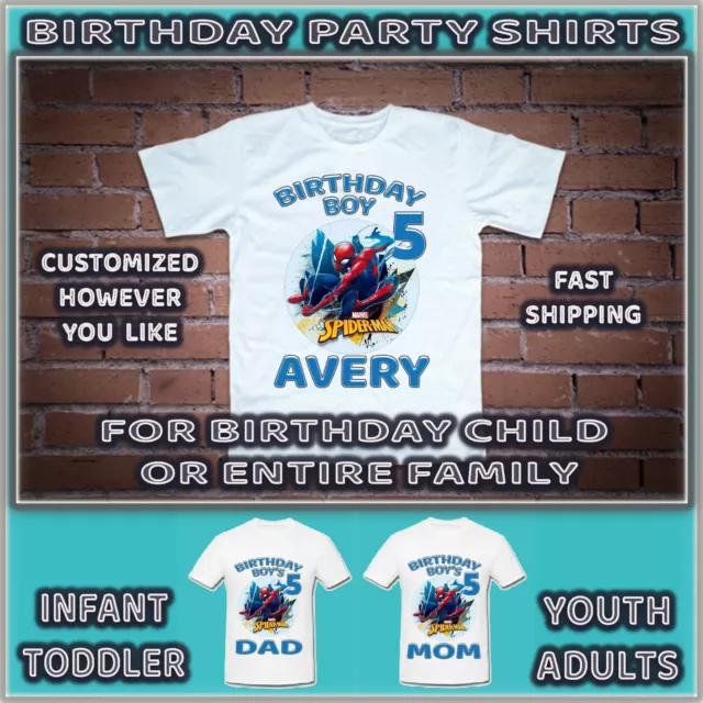 Spider-man Party Supplies Birthday Decorations Custom With Name TShirt T Shirt