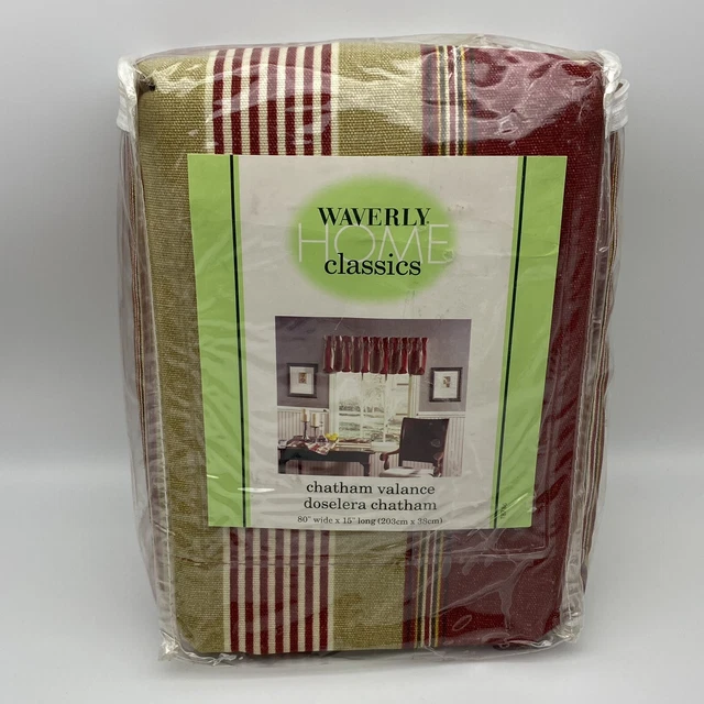 WAVERLY HOME CLASSICS CHATHAM VALANCE a rayas carmesí, 15""x80"" SOLO UNA CENEFA