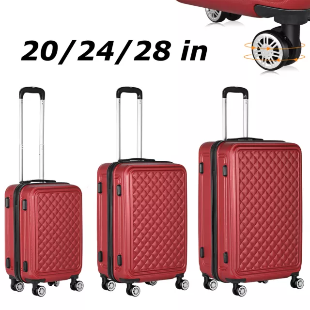 20/24/28 Inch Suitcase Hard Shell Durable Luggage ABS Trolley w/Spinner TSA Lock