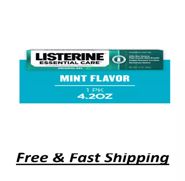 Listerine Essential Care Original Gel Fluoride Mint Toothpaste, 4.2 Oz.