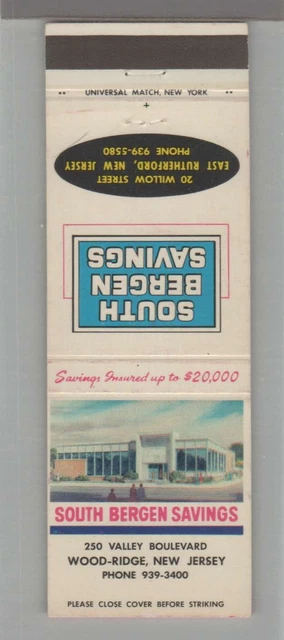 Matchbook Cover - Matchorama - South Bergen Savings & Wood-Ridge, NJ