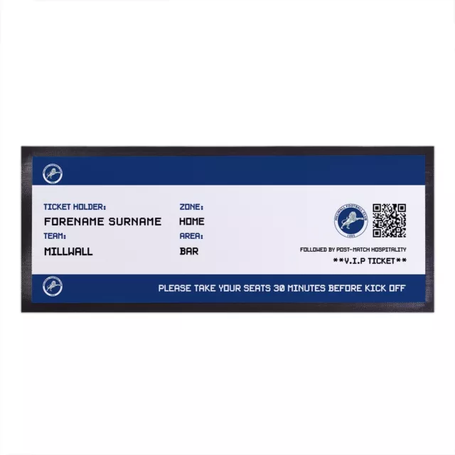 Millwall FC Officially Licensed - Ticket - Personalised Bar Runner