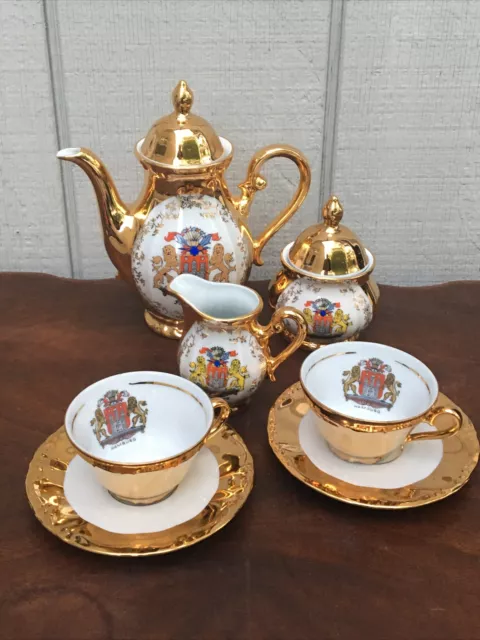 Bareuther Bavaria Germany Hamburg Gold Tea Set (7 PCs) Great Condition