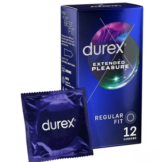 Durex Regular Fit Condoms EXTENDED PLEASURE  To Help Last Longer Pack Of 12