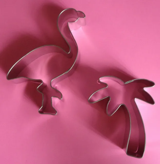 New Tin Flamingo & Palm Tree Cookie Cutters 4" & 3"