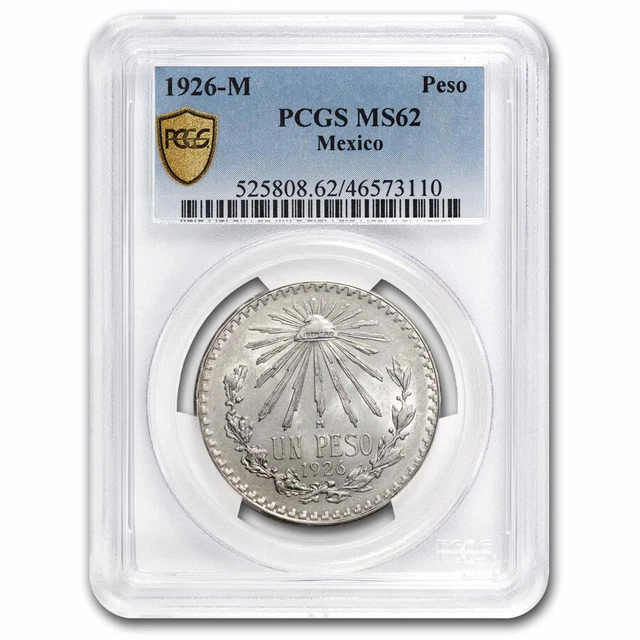 1926-M Mexico Silver 1 Peso Cap & Rays MS-62 PCGS - SKU#287018