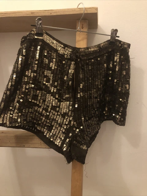 TOPSHOP SIZE 10 12 Gold Sequin Shorts Hot Pants Party Khaki Disco 1.10 PicClick UK