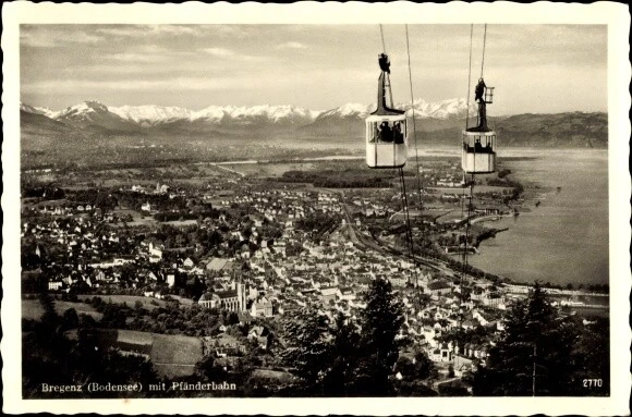 Ak Bregenz am Bodensee Vorarlberg, Gesamtansicht, Pfänderbahn - 3574123