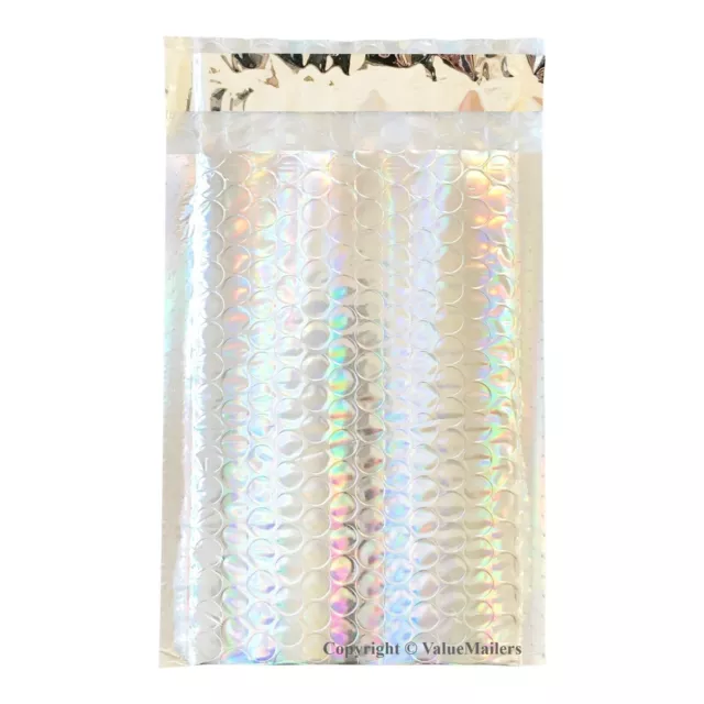 #2 Glamour 8.5x12 Holographic Metalized Bubble Mailers Envelopes Bags 50 100