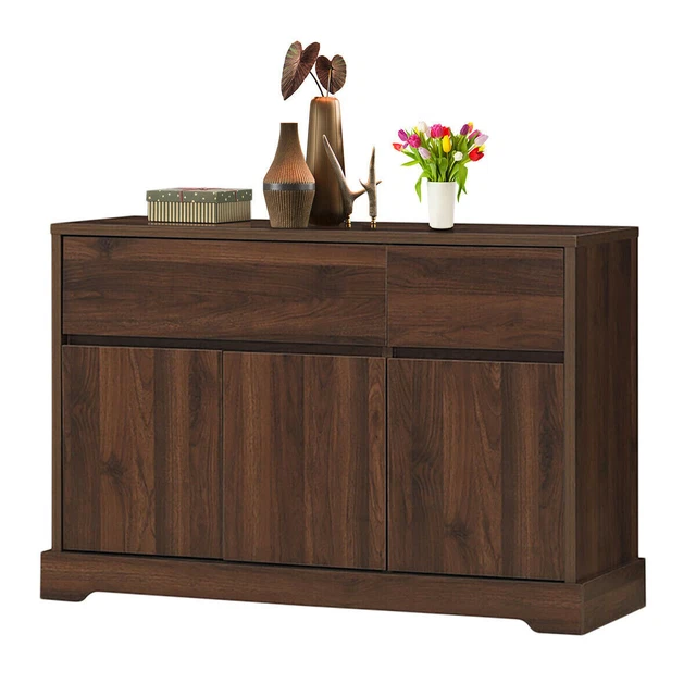 Gymax Buffet Sideboard Console Table Server Cupboard Cabinet W/2 Storage Drawers