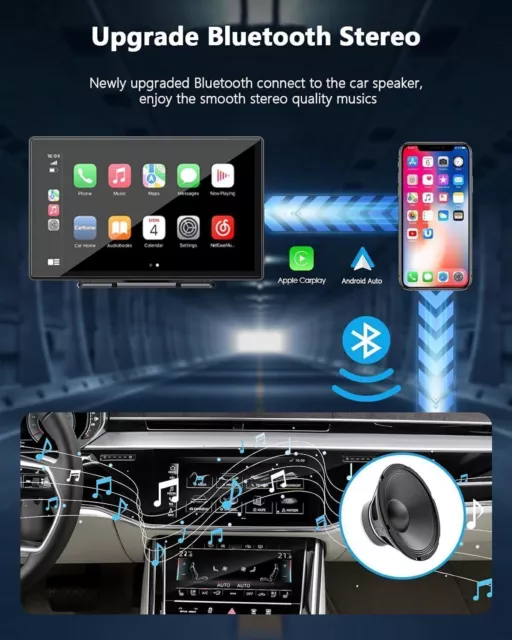 9"Car Stereo Radio For Wireless Apple Carplay&Android Auto Portable Head Unit FM 3