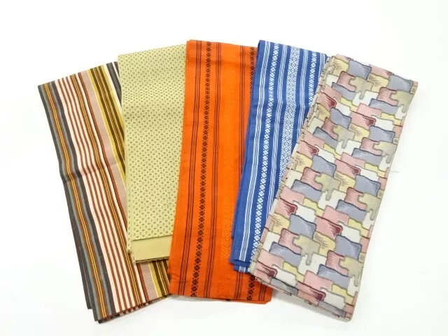 80870# Japanese Kimono / Antique Hanhaba Obi / Set Of 5