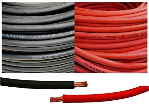 6 Gauge 6 AWG 20 Feet Black + 20 Feet Red Welding Battery Pure Copper Flexibl...