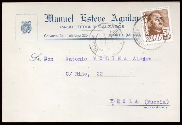 Murcia - Edi o TP 1022 - Postal Mat "Jumilla 25/5/56"