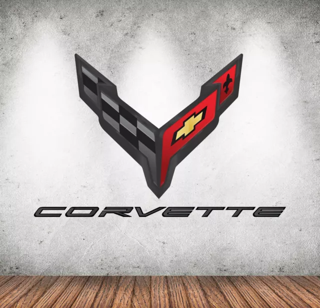 Corvette C8 Wall Decal Art Garage Logo Racing Car Vinyl Wall Sticker Decor NL64