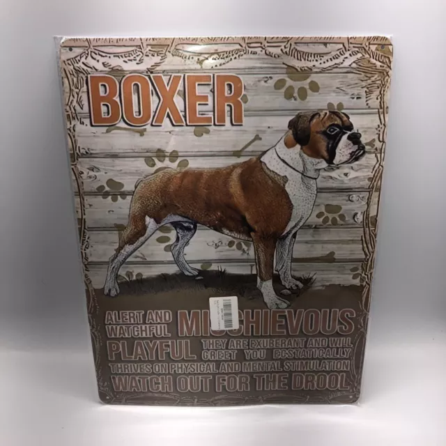 16"  BOXER Dog pup Traits 3d cutout retro USA STEEL plate display ad Sign