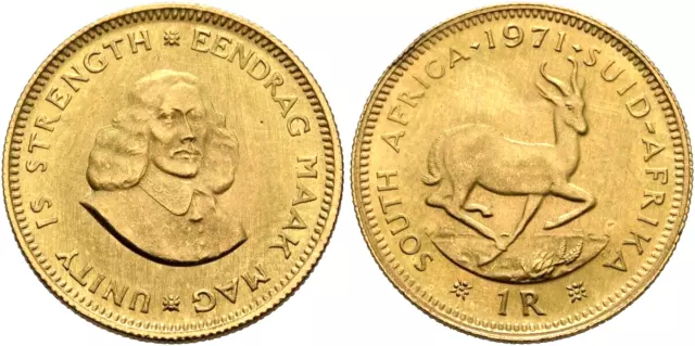 SOUTH AFRICA, 1 Rand 1971 Gold, 19 mm, 4.02gr