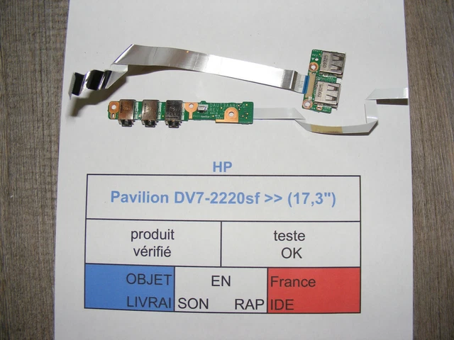 Carte Connectique USB & Jacks Pour HP Pavilion DV7-2220sf - Pièce D'occasion En état Fonctionnel