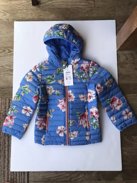 Joules Girls Printed Kinnaird Packable Cocoon Coat Blue Floral Age 5 Yrs *BNWT*