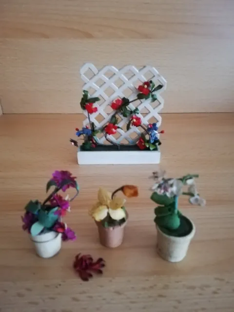 Blumengitter Rank Gitter Holz  Blumen Topf DDR Puppenstuben Zubehör Spielzeug