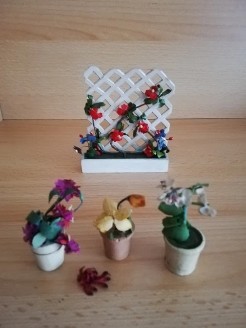 Blumengitter Rank Gitter Holz  Blumen Topf DDR Puppenstuben Zubehör Spielzeug