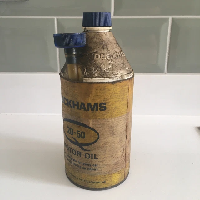 VINTAGE DUCKHAMS MOTOR Oil Can Imperial Pint Pouring Tube Card vintage-duckhams-motor-oil-can-imperial-pint-pouring-tube-card
