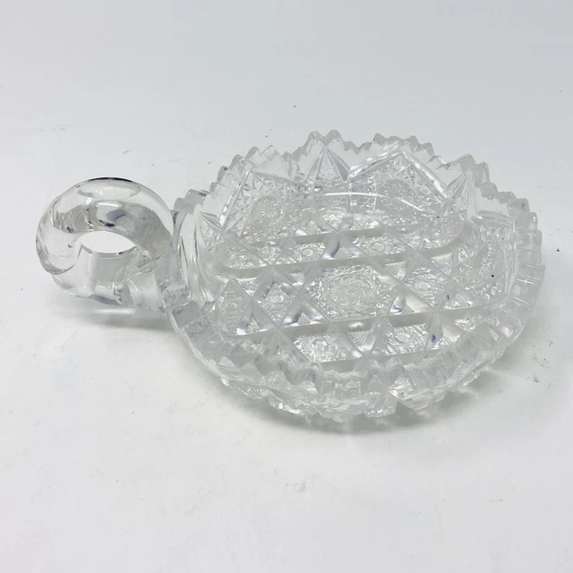 American Brilliant Period ABP Cut Crystal Handled Nappy Dish Bowl  6"