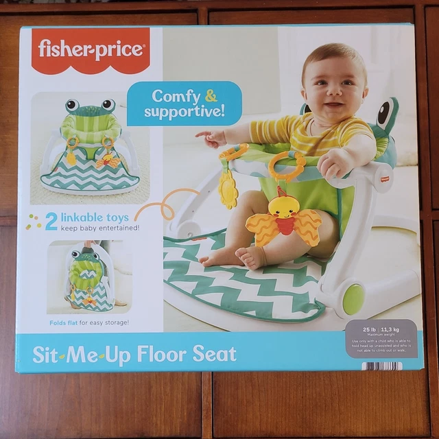 Fisher-Price Sit-Me-Up Floor Seat with 2 Linkable Toys Citrus Frog Free Delivery