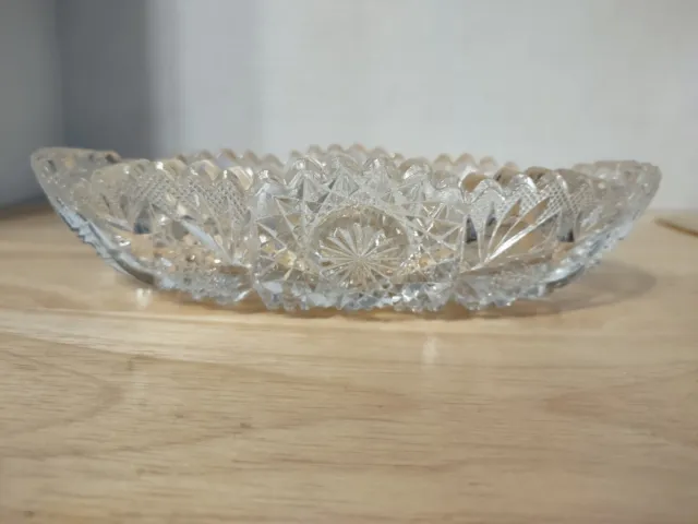 1920's AMERICAN BRILLIANT IMPERIAL NU CUT PRESSED GLASS OVAL BOWL