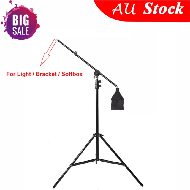 Studio Photo Video Light Lighting Stand Telescopic Boom Arm Holder + Light stand