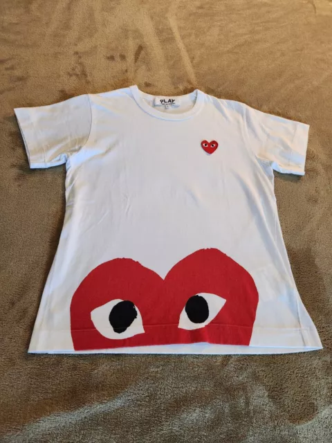 Comme des Garcons Play Red Peek Heart Graphic Tee Size Large Single Stitch Y2K