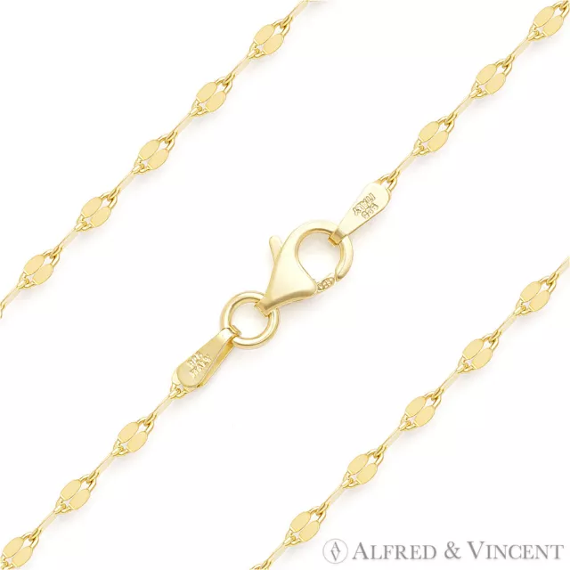 2.2mm Coffee Link Sterling Silver 14k Yellow Gold-Plated Mirror Chain Necklace