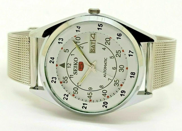 VINTAGE REFURBISHED SEIKO 5 AUTOMATIC JAPAN MENS DAY DATE WATCH