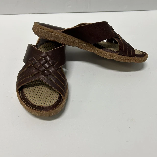 Born Womens Sandal Size 6 Slide  Brown Leather Comfort Shoe
