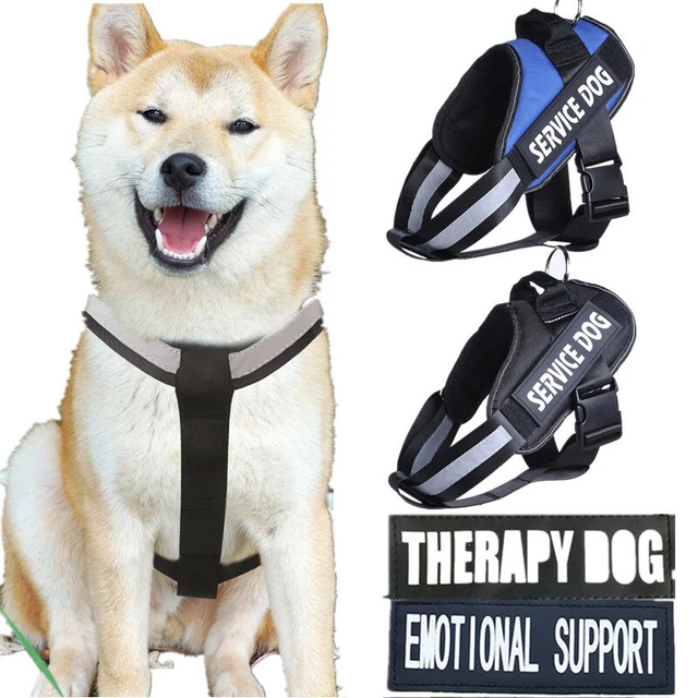 Pet Dog Chest Plate Harness Reflective Vest Removable Patches Emotional Support